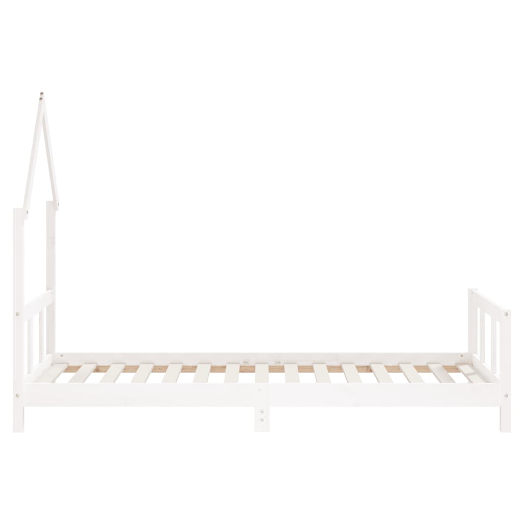 Kids Bed Frame White Single Solid Wood Pine