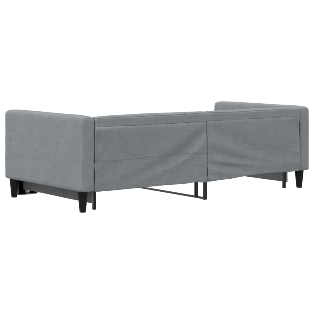 Daybed with Trundle Light Grey Fabric Single Size