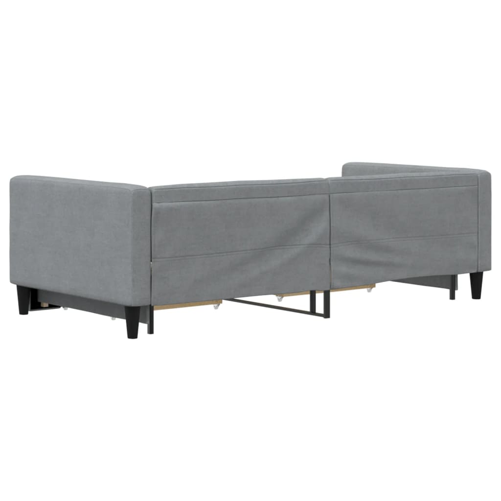 Daybed with Trundle and Drawers Light Grey Fabric Single Size