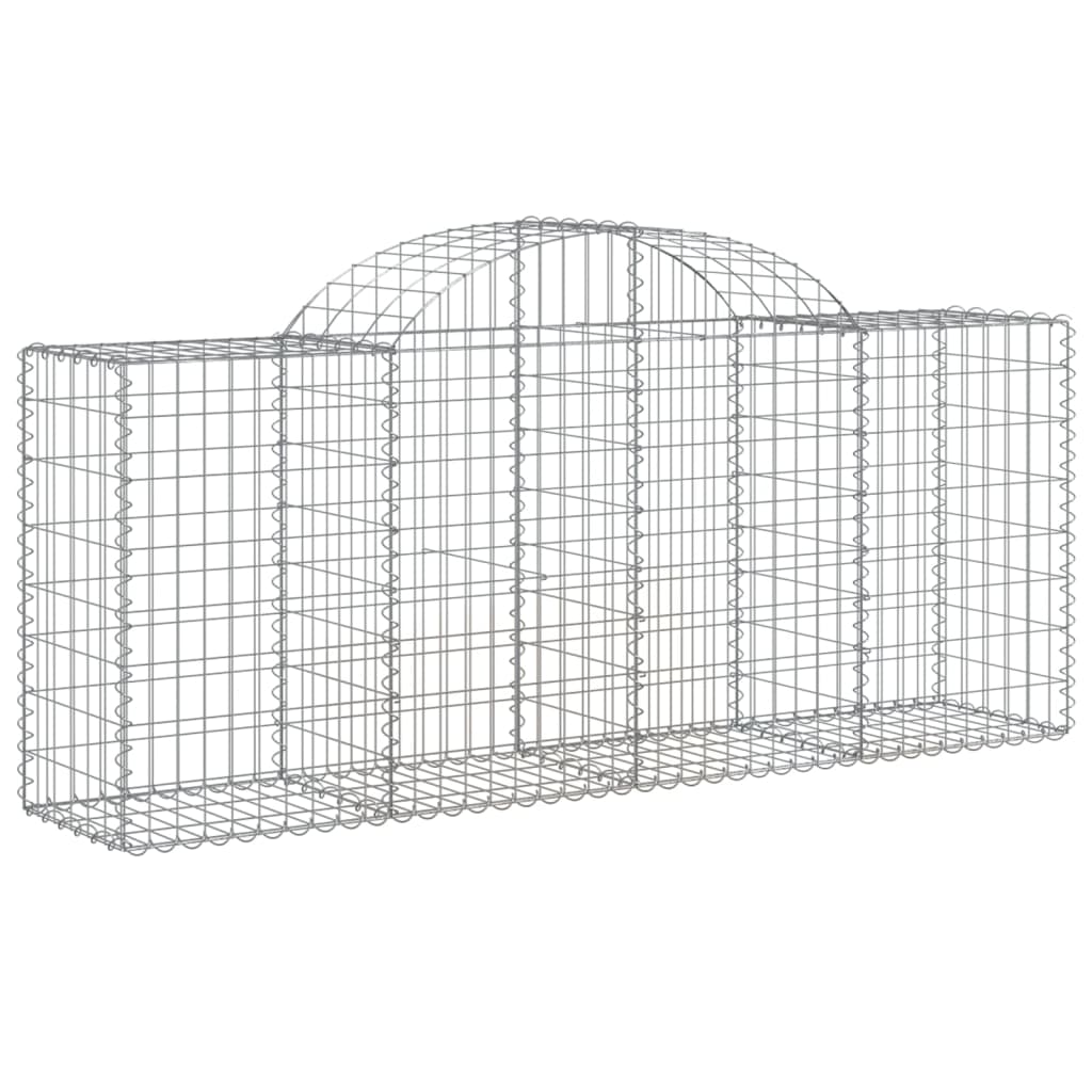 Graceful Arch Gabion Baskets: Pair of Galvanized Iron Garden Sculptures