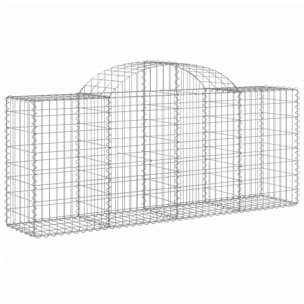 Symphony of Style: Set of 4 Arched Gabion Baskets in Galvanized Iron