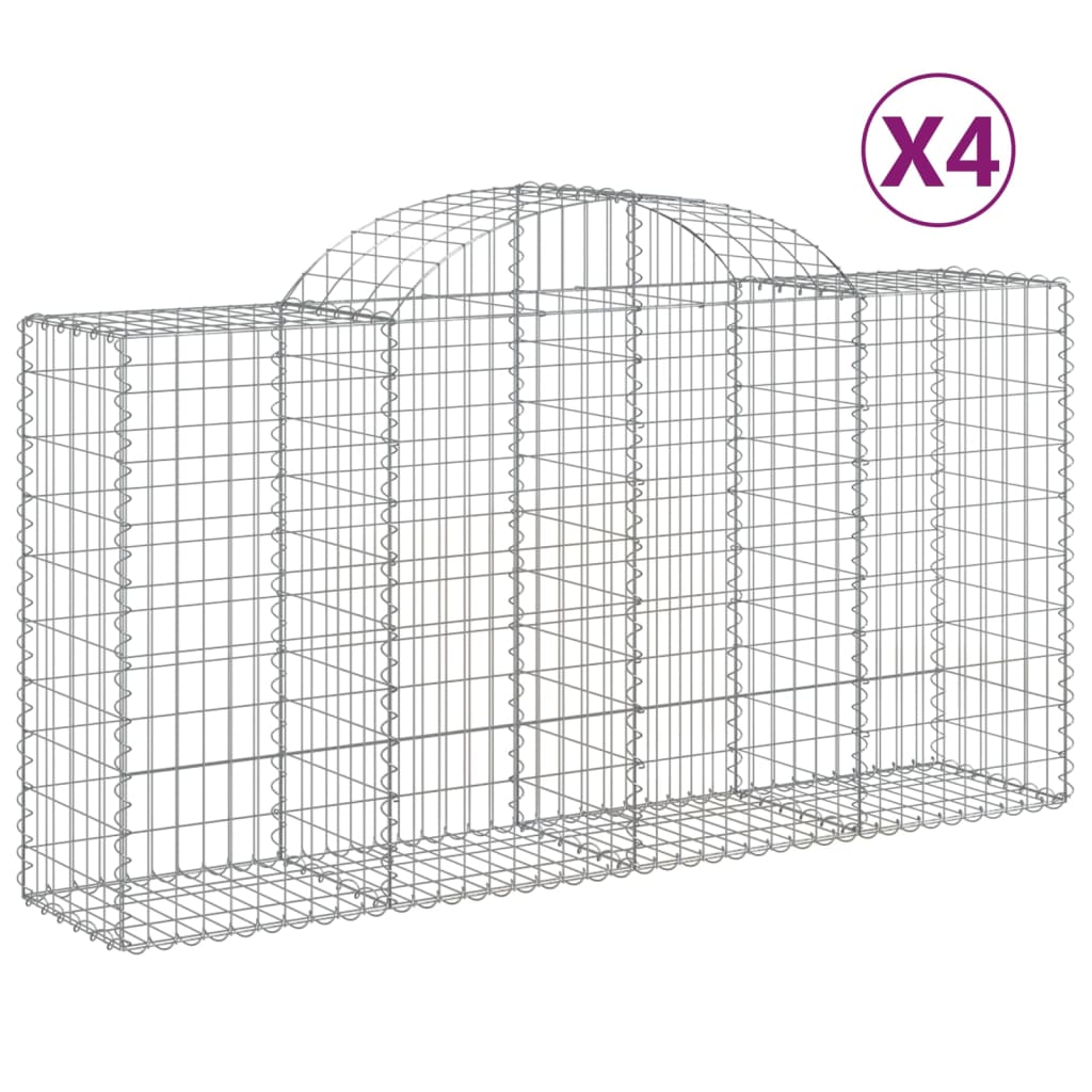 Sturdy Elegance: Set of 4 Galvanized Iron Arched Gabion Baskets