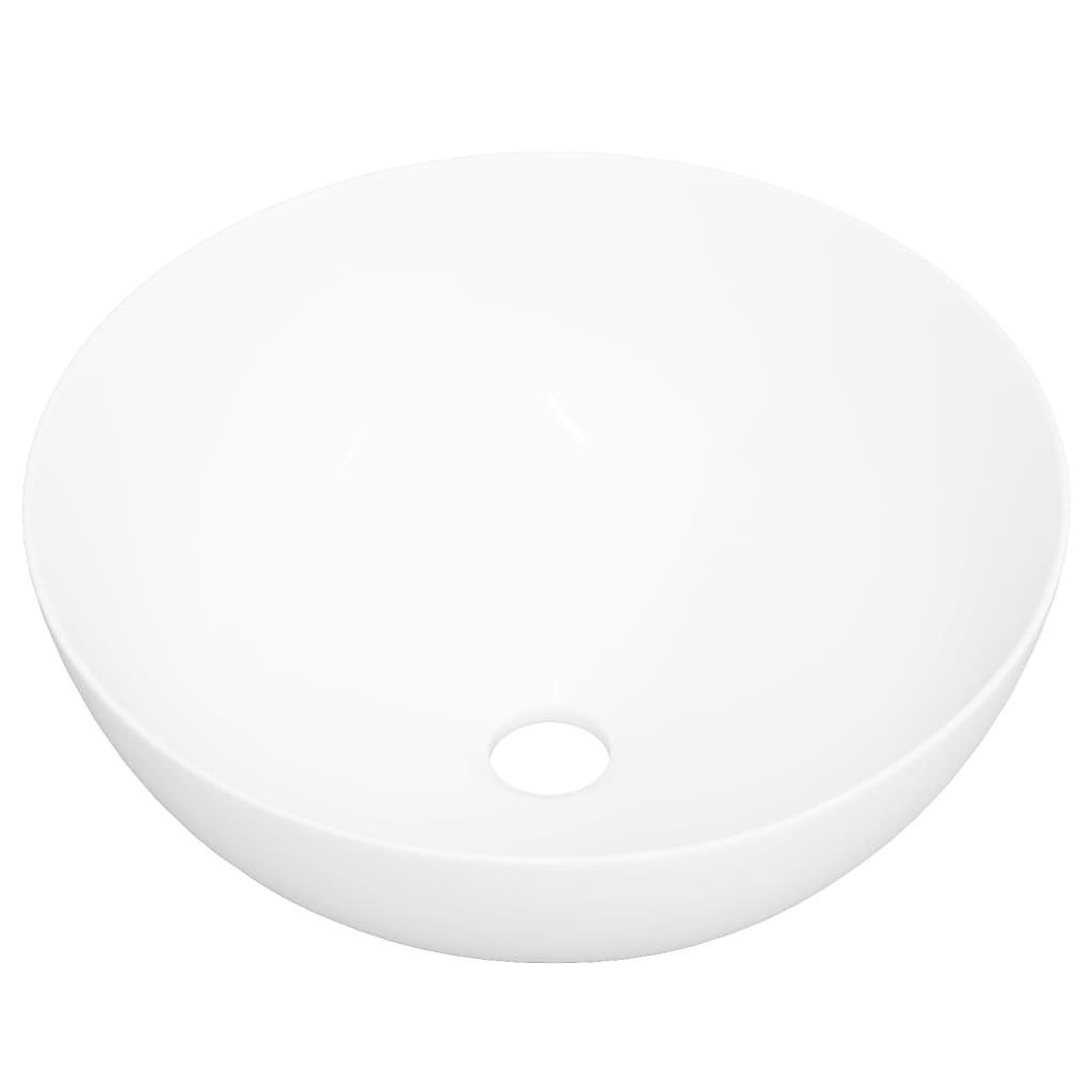 Whimsical Waves: Round White Ceramic Wash Basin