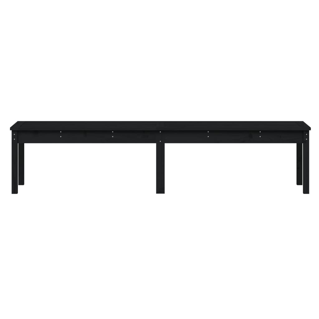 Pine Noir Comfort: Black Solid Wood 2-Seater Garden Bench