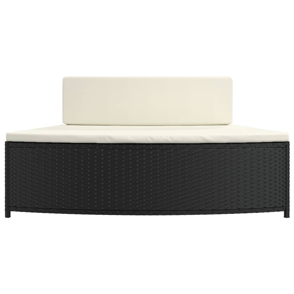 Redefine Relaxation: Set of 2 Black Poly Rattan Spa Benches with Cushions