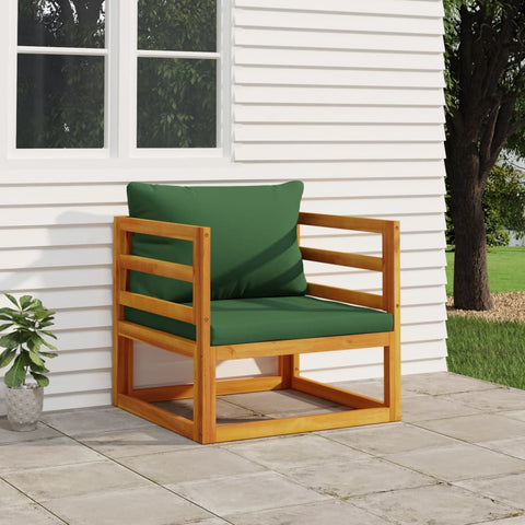 Acacia Wood Garden Chair with Lush Green Cushions