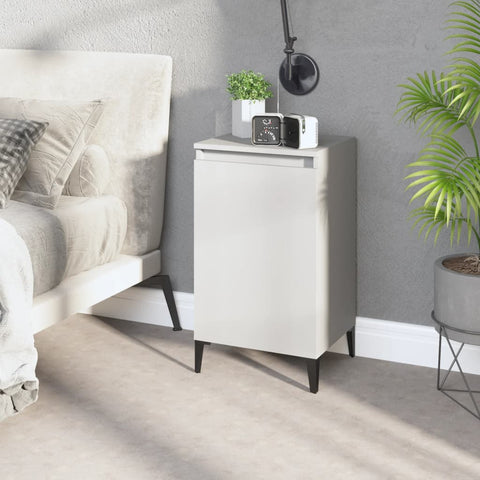 Elegant Haven: White Engineered Wood Bedside Cabinet