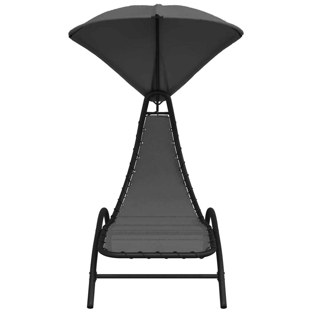 Shaded Bliss: Dark Grey Fabric & Steel Sun Lounger with Canopy