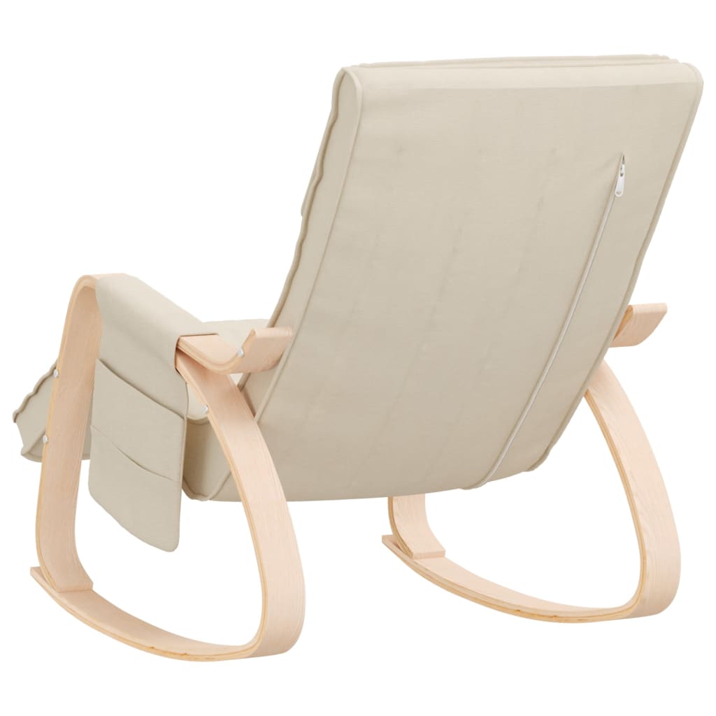 Whispering Comfort: Fabric Rocking Chair-Cream \Grey\Black