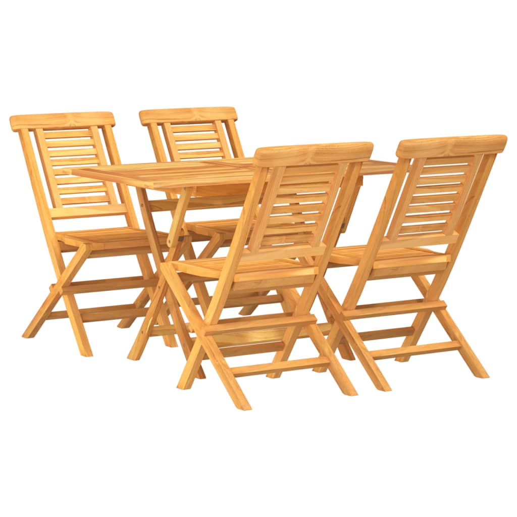 Tropical Tranquility: 5-Piece Solid Teak Wood Garden Dining Set