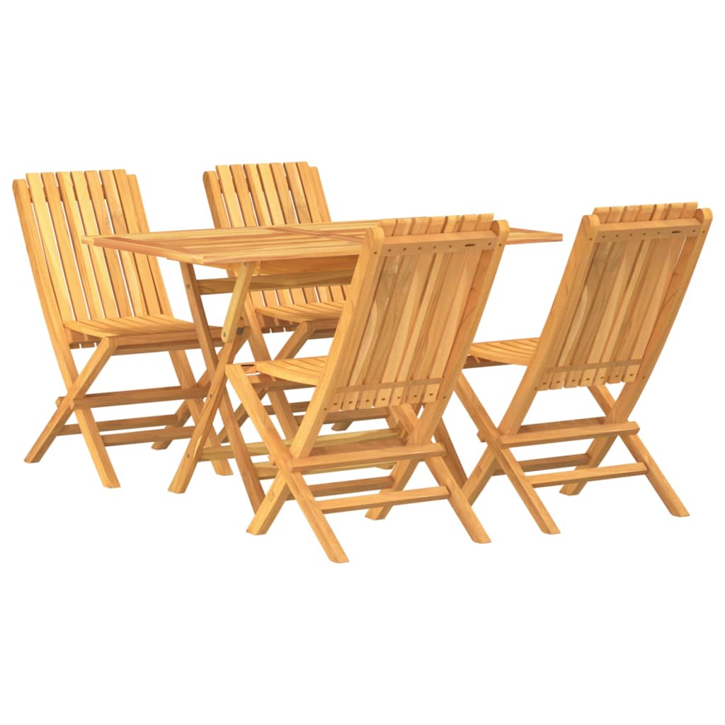 Tropical Tableau: 5-Piece Solid Teak Wood Garden Dining Set