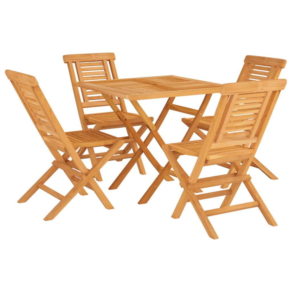 Teak Garden Gala: 5-Piece Solid Wood Dining Set