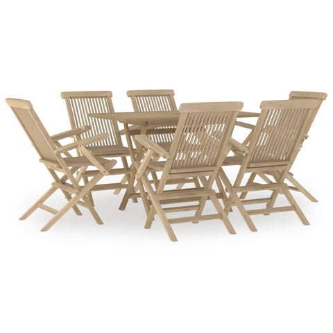 Grey Teak Grandeur: 7-Piece Solid Wood Garden Dining Set