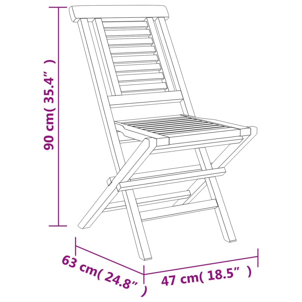 6-Pcs Teak Wood Folding Garden Chair Set