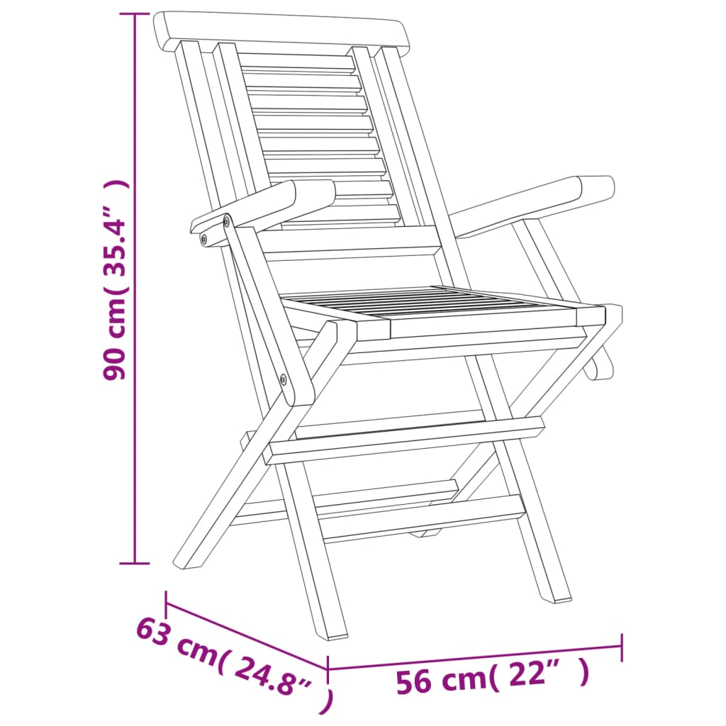 8-Piece Teak Wood Folding Garden Chairs