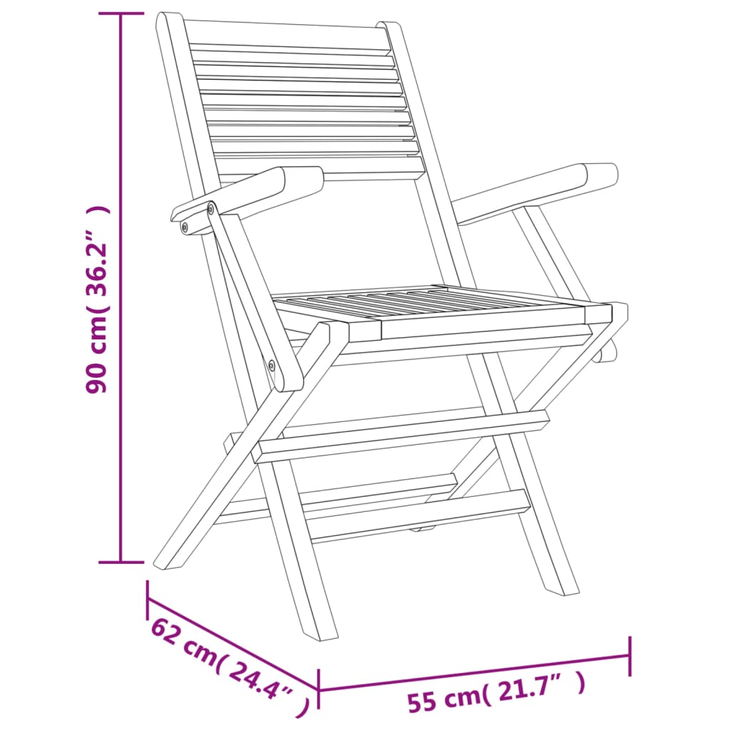 6-Piece Teak Wood Folding Garden Chair Set