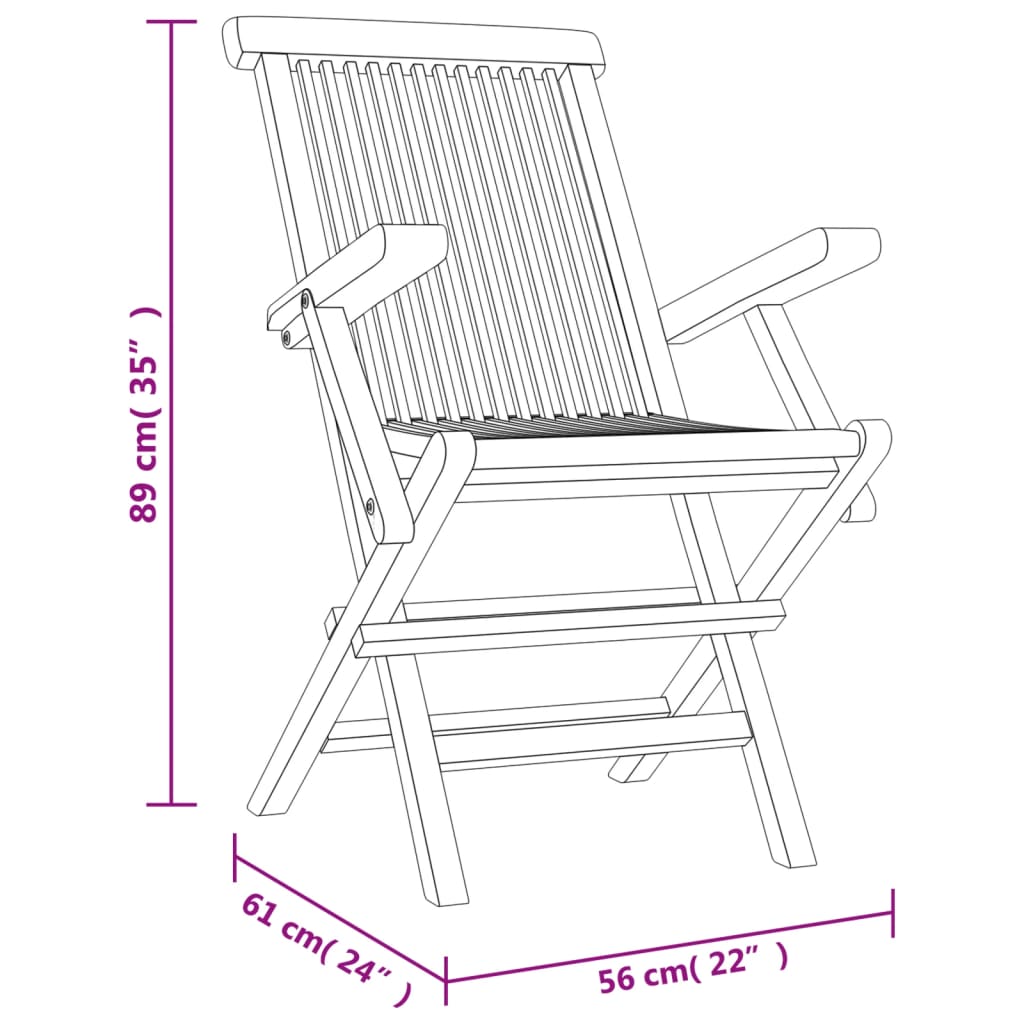 6-Piece Grey Teak Wood Folding Garden Chairs