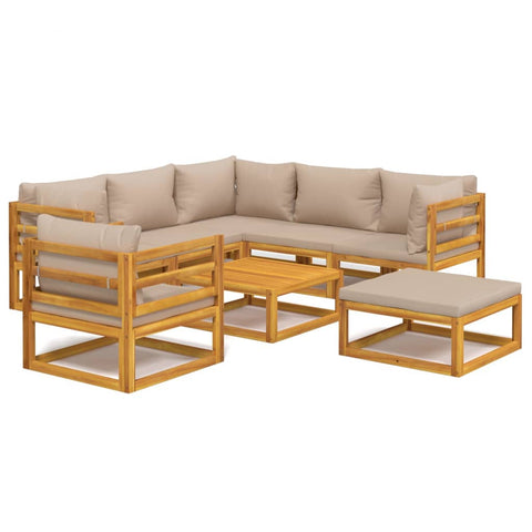 Taupe Oasis Octet: 8-Piece Solid Wood Garden Lounge Set