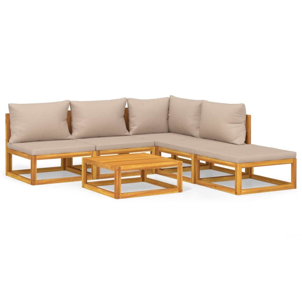 Taupe Timber Tranquility: 6-Piece Solid Wood Garden Lounge Set