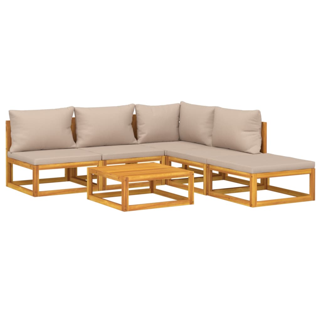 Taupe Timber Tranquility: 6-Piece Solid Wood Garden Lounge Set