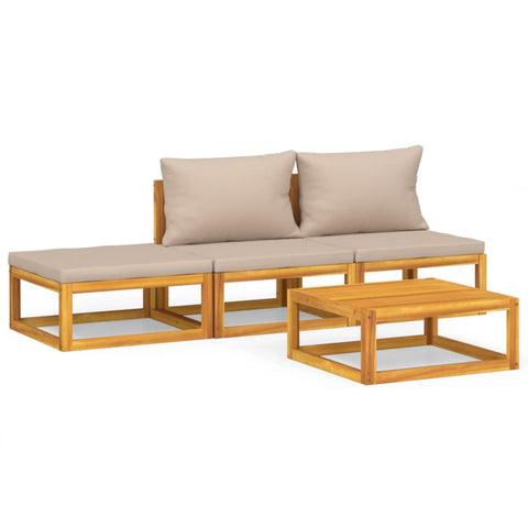 Taupe Timber: 4-Piece Solid Wood Garden Lounge Set