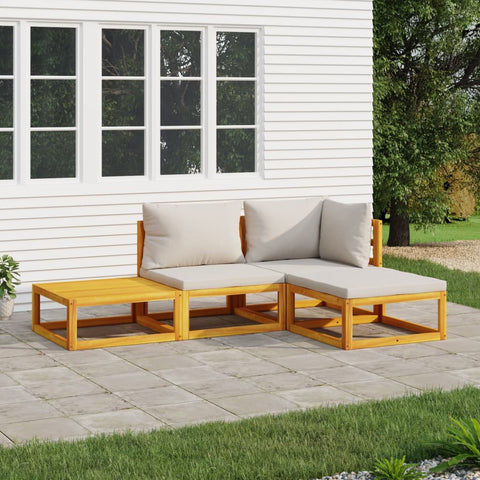 Luminous Grey Leisure: 4-Piece Solid Wood Garden Lounge Set