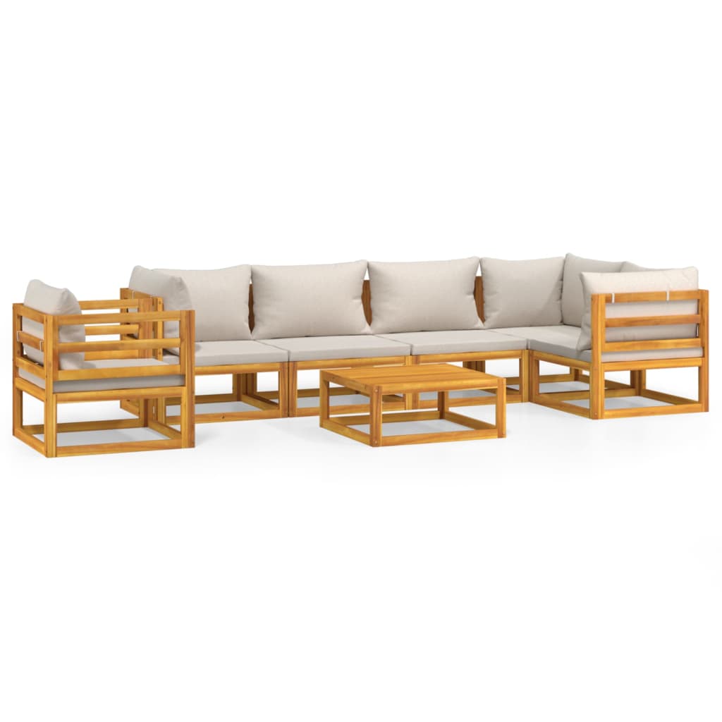 Luxe Light Grey Lounge: 7-Piece Solid Wood Garden Set