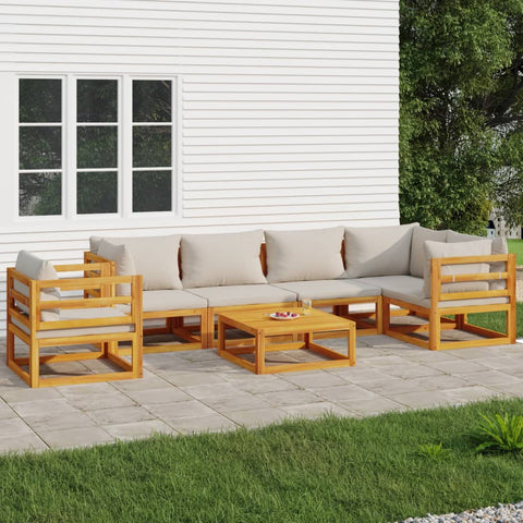 Luxe Light Grey Lounge: 7-Piece Solid Wood Garden Set