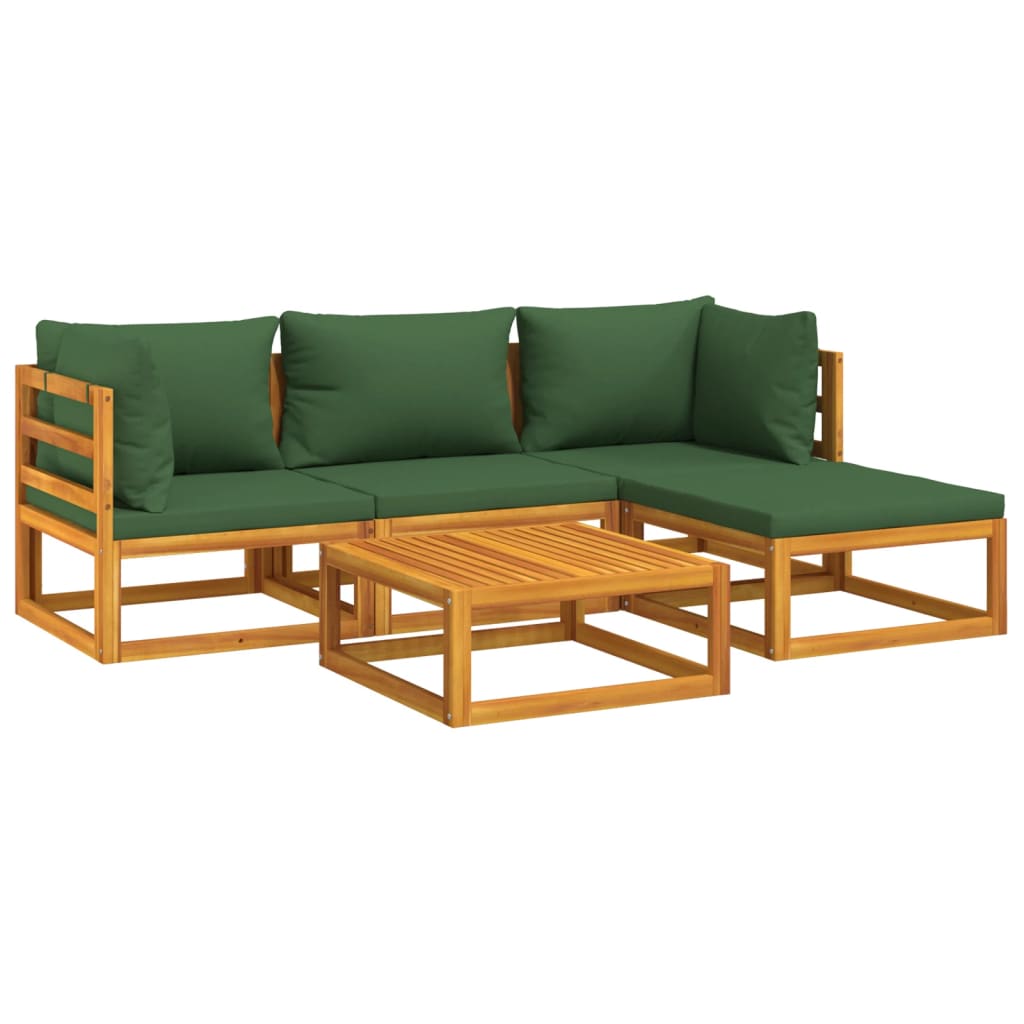 Green Grove Gathering: 5-Piece Solid Wood Garden Lounge Set