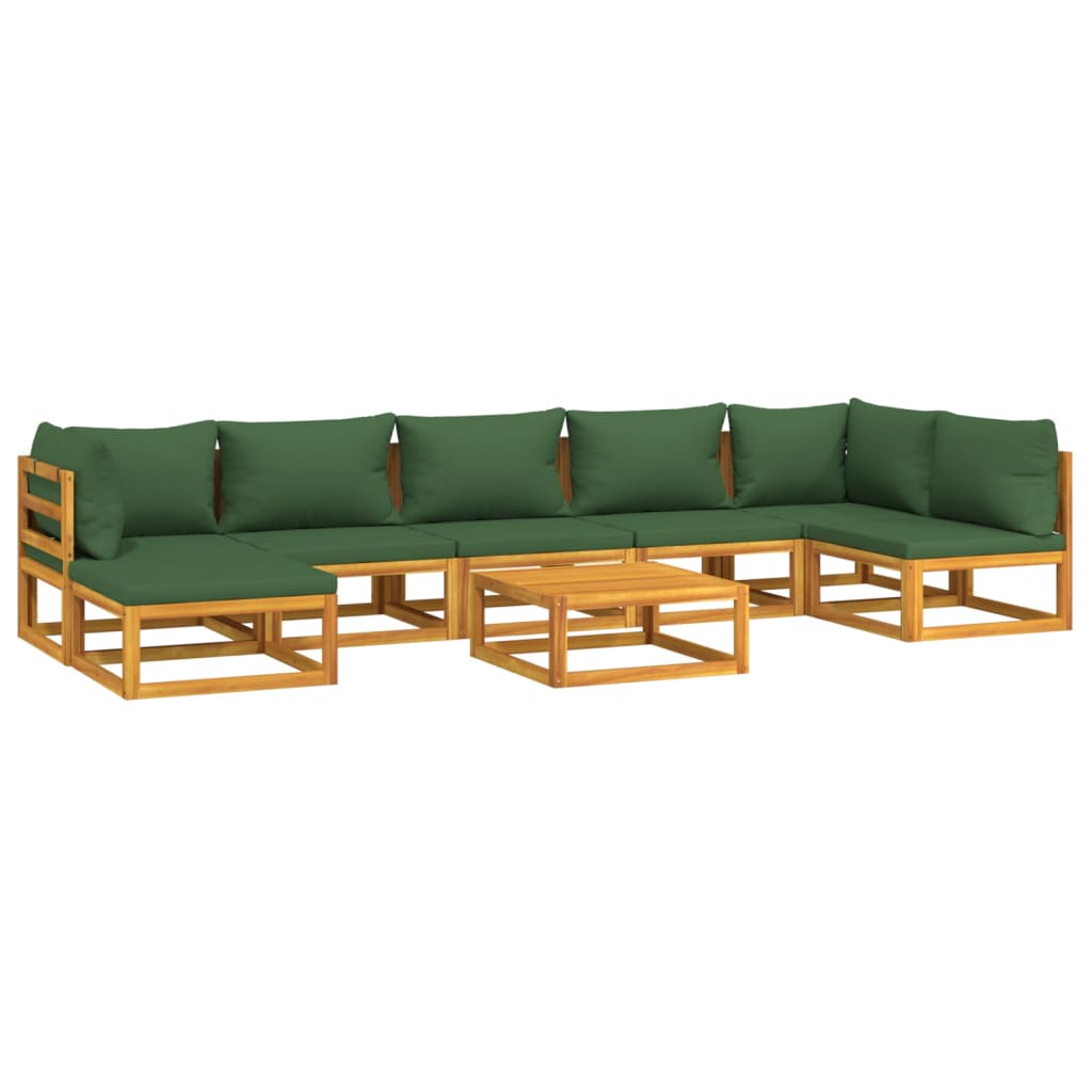 Emerald Estate Octavo: 8-Piece Solid Wood Garden Lounge with Green Cushions