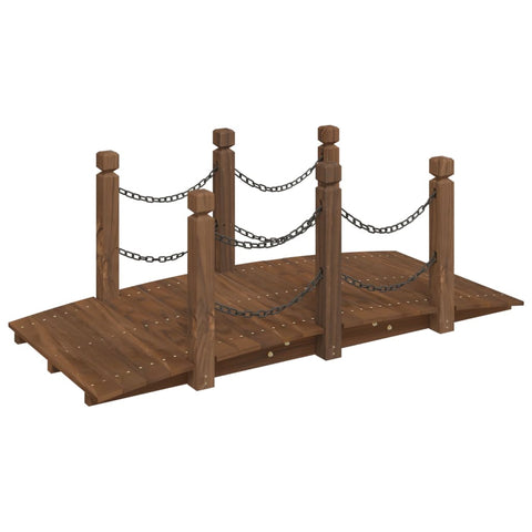 Whimsical Trail: Solid Wood Spruce Garden Bridge with Chain Railings