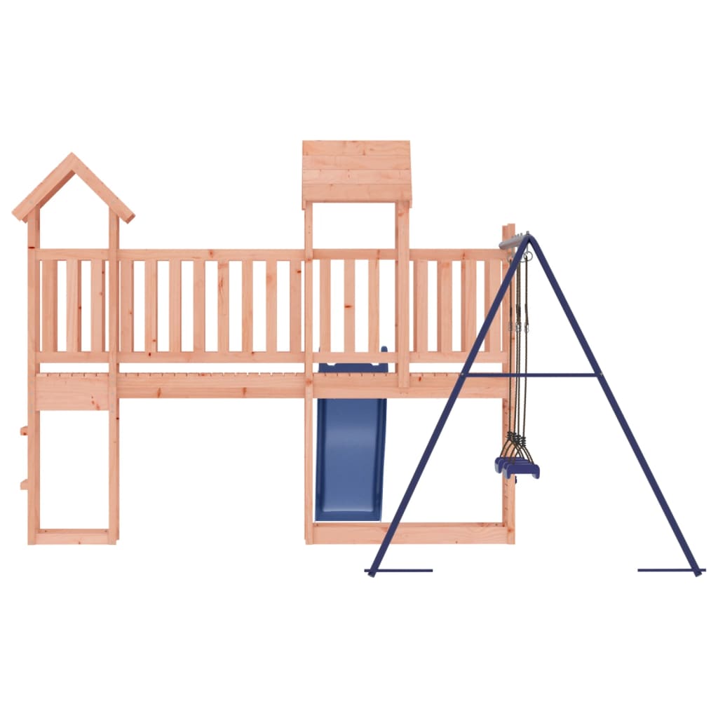 A Solid Wood Playhouse Adventure with Slide, Swings, and Rockwall