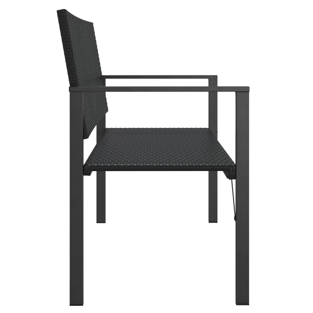 Rattan Majesty: Black 2-Seater Garden Bench