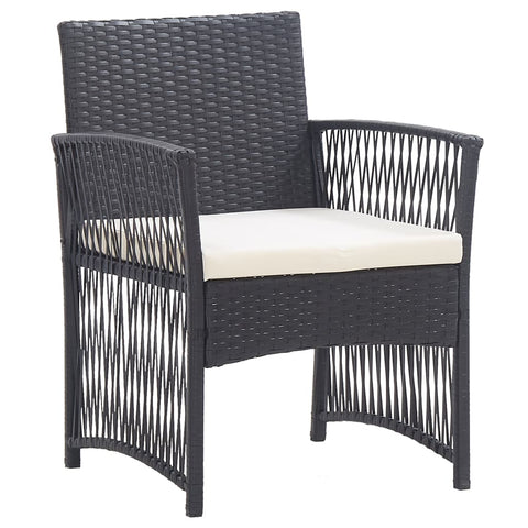 Garden Armchairs with Cushions 2 pcs Black Poly Rattan