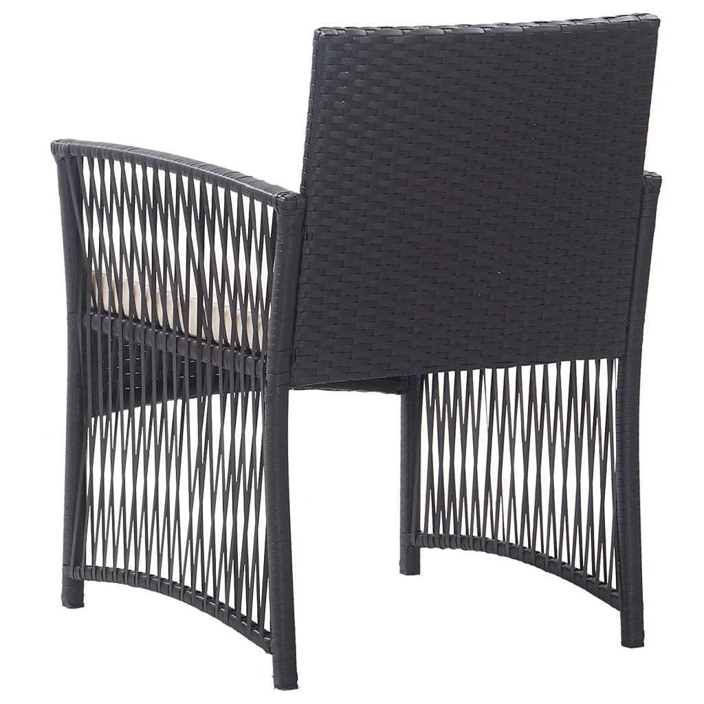 Garden Armchairs with Cushions 2 pcs Black Poly Rattan