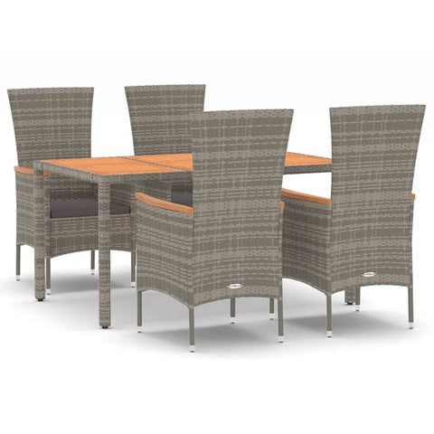 Elegant Outdoor Dining: 5-Piece Greu Poly Rattan Garden Set with Cushions-Reclining\Without Reclining