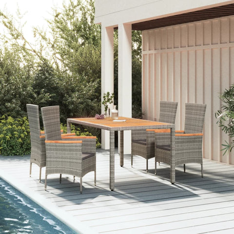 Elegant Outdoor Dining: 5-Piece Greu Poly Rattan Garden Set with Cushions-Reclining\Without Reclining