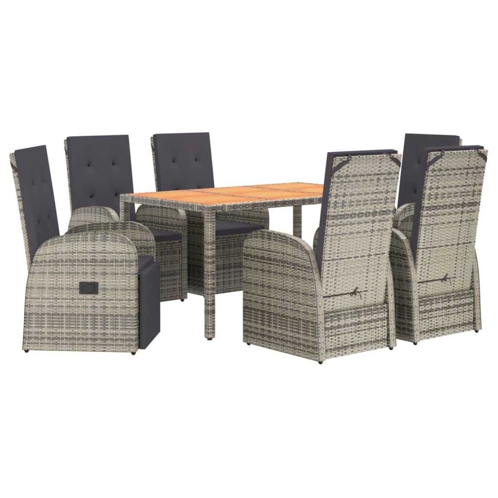 Elegant Oasis: 7-Piece Grey Rattan Garden Dining Set