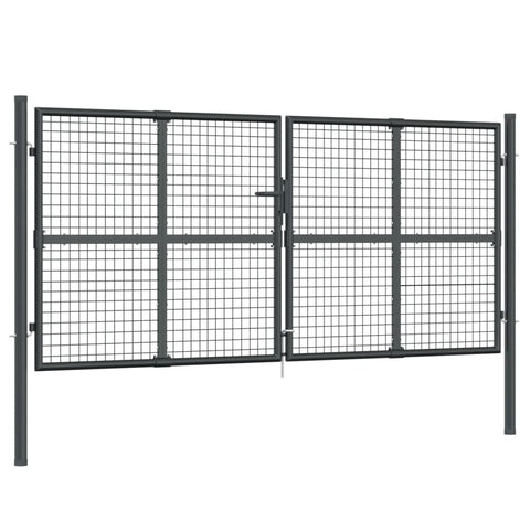 Whispering Shadows: Anthracite Mesh Garden Gate in Galvanised Steel