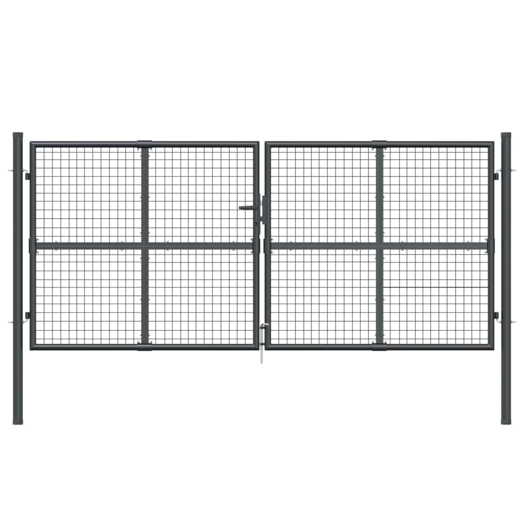 Whispering Shadows: Anthracite Mesh Garden Gate in Galvanised Steel