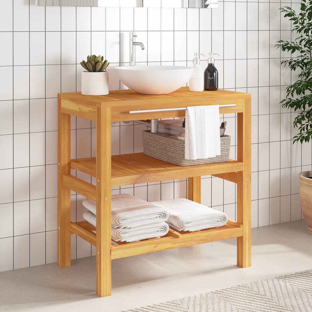 Bathroom Vanity Cabinet with 2 Shelves Solid Wood