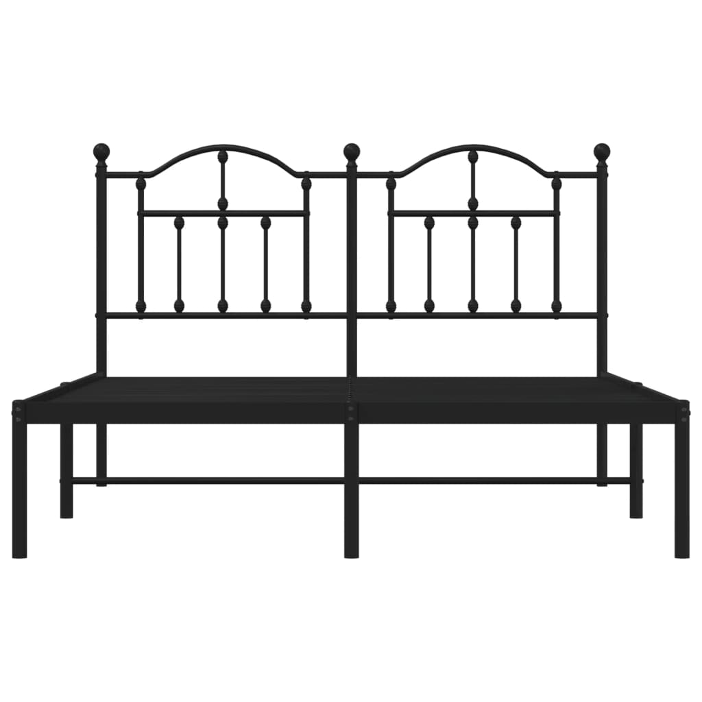 Metal Bed Frame with Headboard Black Queen