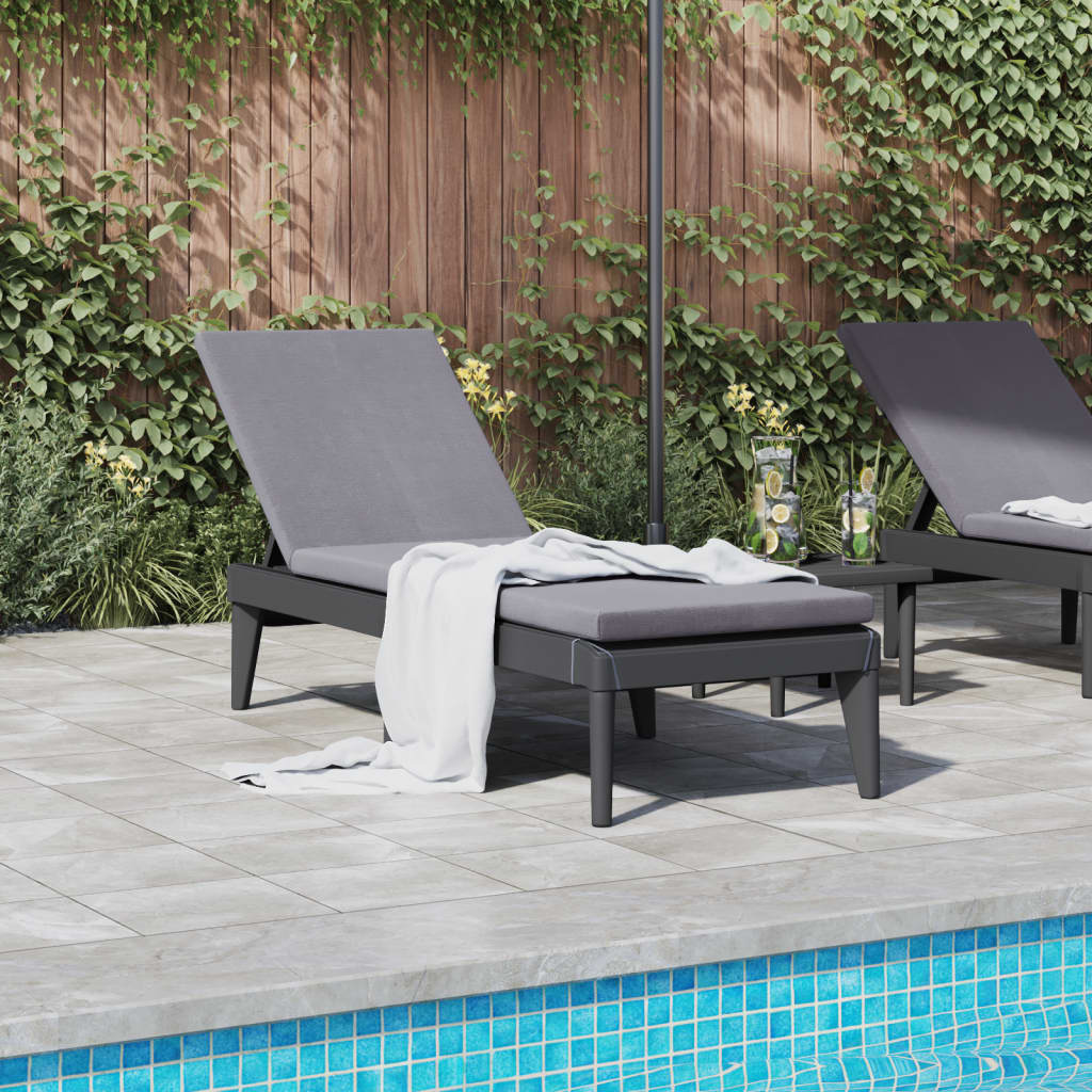 Sun Lounger with Cushion Anthracite PP