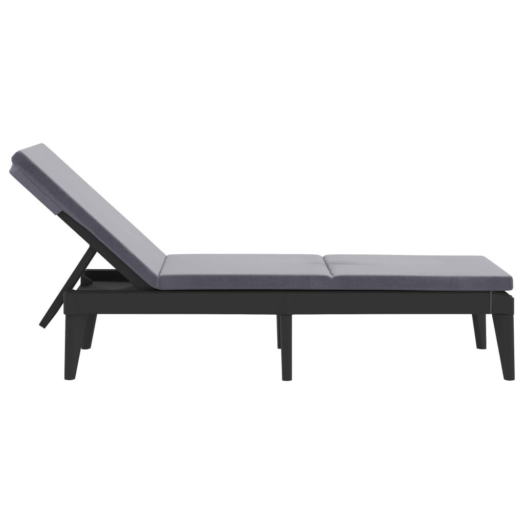 Sun Lounger with Cushion Anthracite PP