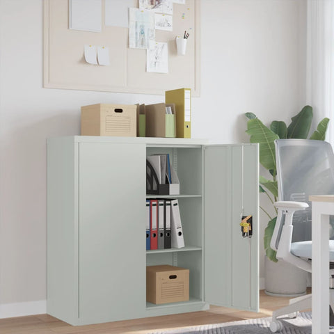 Stylish File Cabinet Light Grey Steel