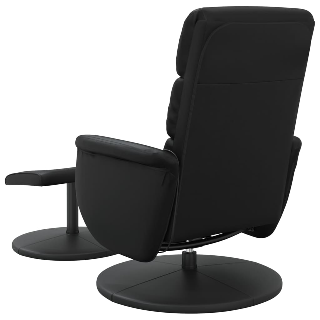 Massage Recliner Chair with Footstool Black Faux Leather