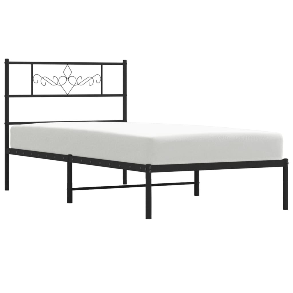 Metal Bed Frame with Headboard and Footboard White