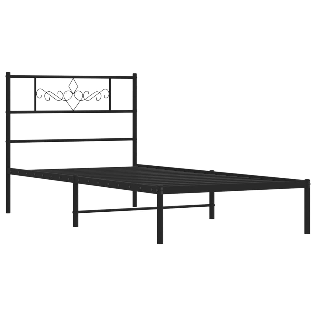 Metal Bed Frame with Headboard and Footboard White