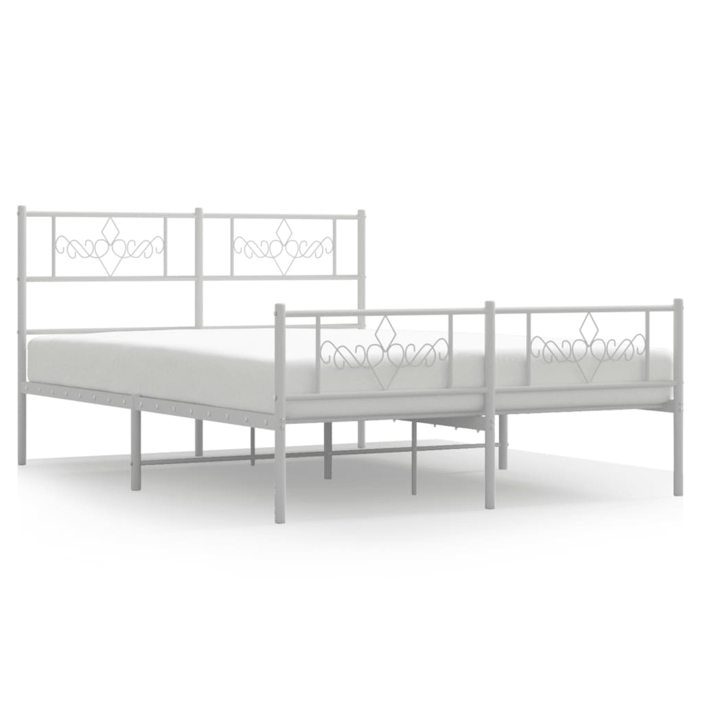 Metal Bed Frame with Headboard and Footboard - Black Queen Size