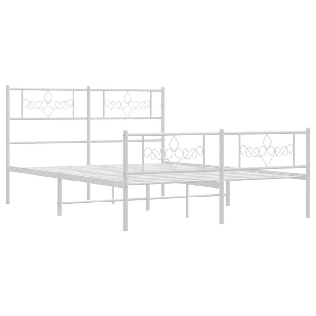 Metal Bed Frame with Headboard and Footboard - Black Queen Size